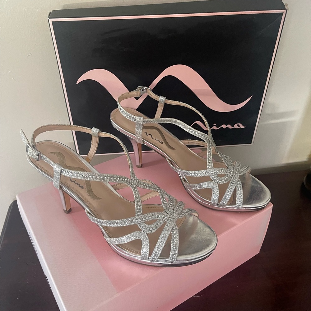 Nina Women's Glittering Silver Heels